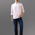 Pastel pink mandarin collar pure linen shirt