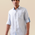 White micro-check pure linen shirt