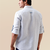 White micro-check pure linen shirt