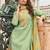Sea green silk sharara with zari, sequin work & printed dupatta, fits up to size 42.
