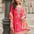 Pink silk sharara with zari, sequin embroidery & printed dupatta, free size stitching up to 42".