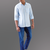 Classic blue solid pure linen shirt