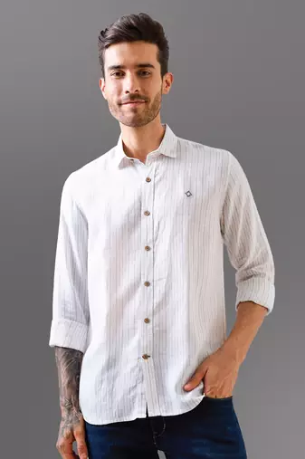 White stripe pure linen shirt