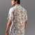Olive green printed pure linen shirt