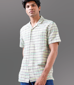 Ecru solid handloom cotton shirt