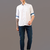 White printed pure linen shirt