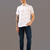 White printed half sleeve pure linen shirt