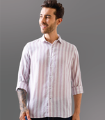 Lilac striped pure linen shirt