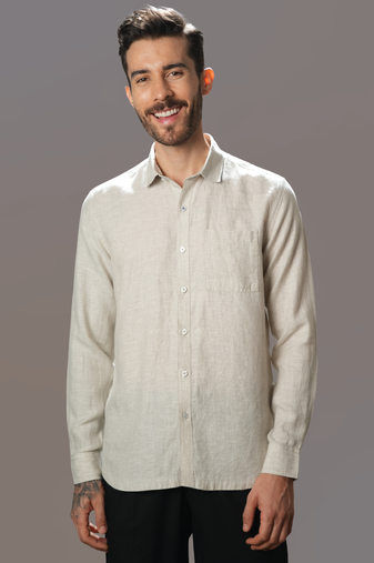 Beige pure linen shirt