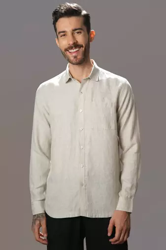 Beige pure linen shirt