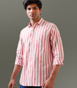 Brick red solid lightweight handloom shirt
