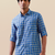 Marine blue check handloom cotton shirt