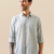 Green-blue striped handloom cotton shirt