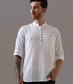 White striped handwoven kurta shirt