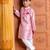 Pink embroidered brocade kurta set