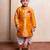 Mustard embroidered brocade kurta set