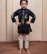 Black embroidered crepe kurta set