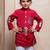 Red embroidered crepe kurta set