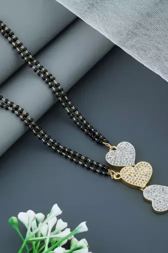 Double line fancy gold plated black beads with beautiful pendant