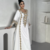 White & Gold Embroidered Moroccan Stitched Kaftan Party Wear Gown for Women