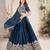 TEAL BLUE SEQUINS THREAD EMBROIDERED GEORGETTE SEMI STITCHED LEHENGA