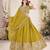 YELLOW SEQUINS THREAD EMBROIDERED GEORGETTE SEMI STITCHED LEHENGA
