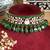 Gold plated green stone kundan necklace set