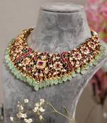 Gold plated multicolor stone kundan necklace set