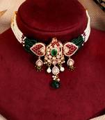 Gold plated multicolor stone kundan necklace set