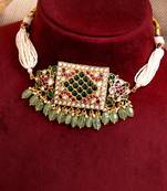 Gold plated multicolor stone kundan necklace set
