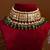 Gold plated green stone kundan necklace set