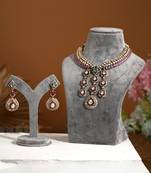 Gold plated purple stone kundan necklace set