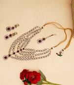 Gold plated red stone kundan necklace set