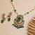 Gold plated green stone kundan necklace set