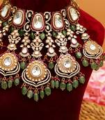 Gold plated multicolor stone kundan necklace set