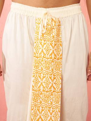Mens cream viscose dhoti screen print ethnic - navratri traditional wear 2
