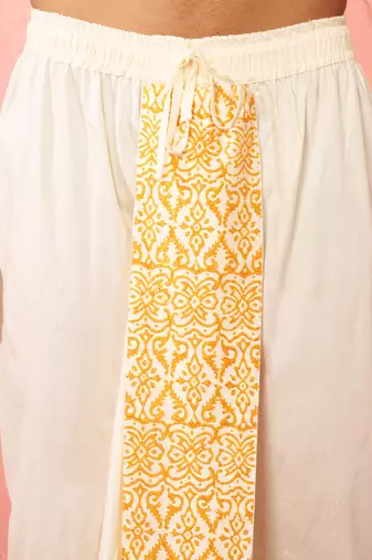 Mens cream viscose dhoti screen print ethnic - navratri traditional wear
