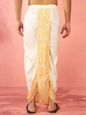 Mens cream viscose dhoti screen print ethnic - navratri traditional wear 4