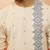 Mens white blue cotton jamdani kurta - navratri handwoven ethnic wear