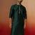 Men bottle green silk anmol jacquard kurta - premium ethnic motif festive wear