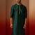Men bottle green silk anmol jacquard kurta - premium ethnic motif festive wear