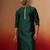 Men bottle green silk anmol jacquard kurta - premium ethnic motif festive wear