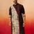 Men black cotton high neck digital print kurta - premium geometric embroidered festive wear