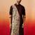 Men black cotton high neck digital print kurta - premium geometric embroidered festive wear