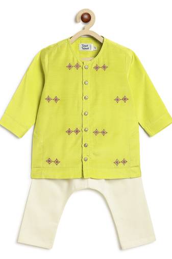 Green embroidered viscose kurta set