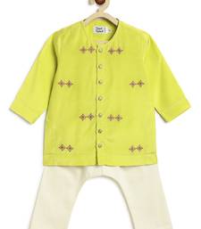 Green embroidered viscose kurta set