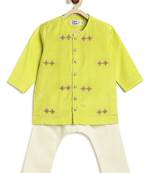 Green embroidered viscose kurta set