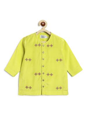 Green embroidered viscose kurta set 4