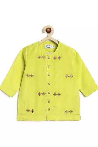 Green embroidered viscose kurta set