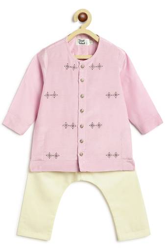 Purple embroidered viscose kurta set